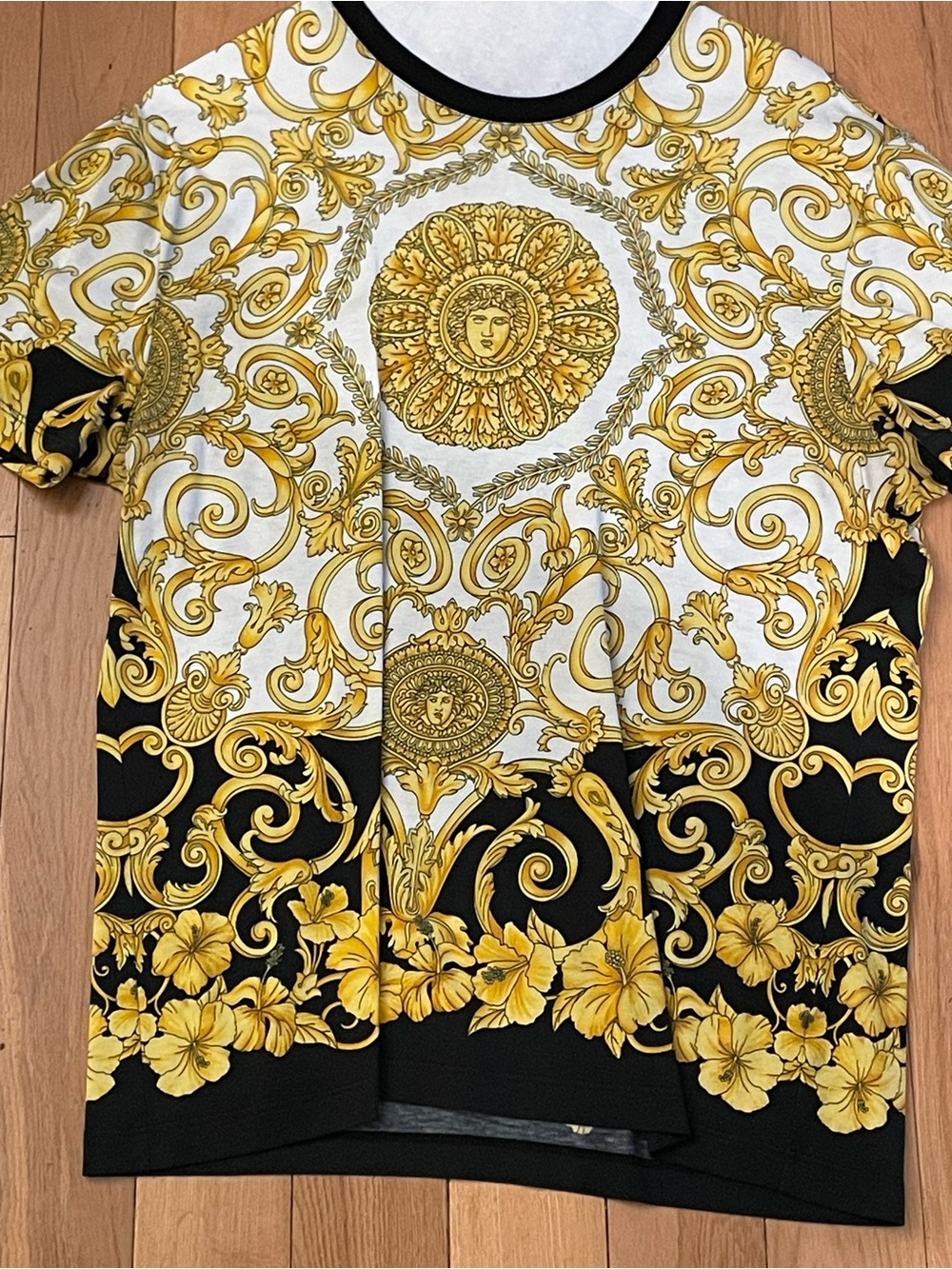 Versace Baroque Medallion Short-Sleeve Shirt - Gold, Black & White